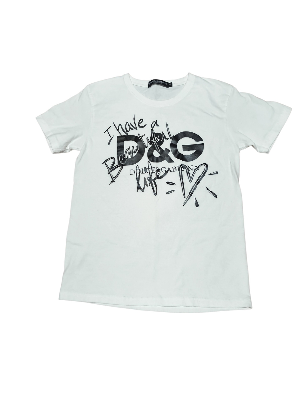 Dolce & Gabbana White Tee with Black Graphic Logo